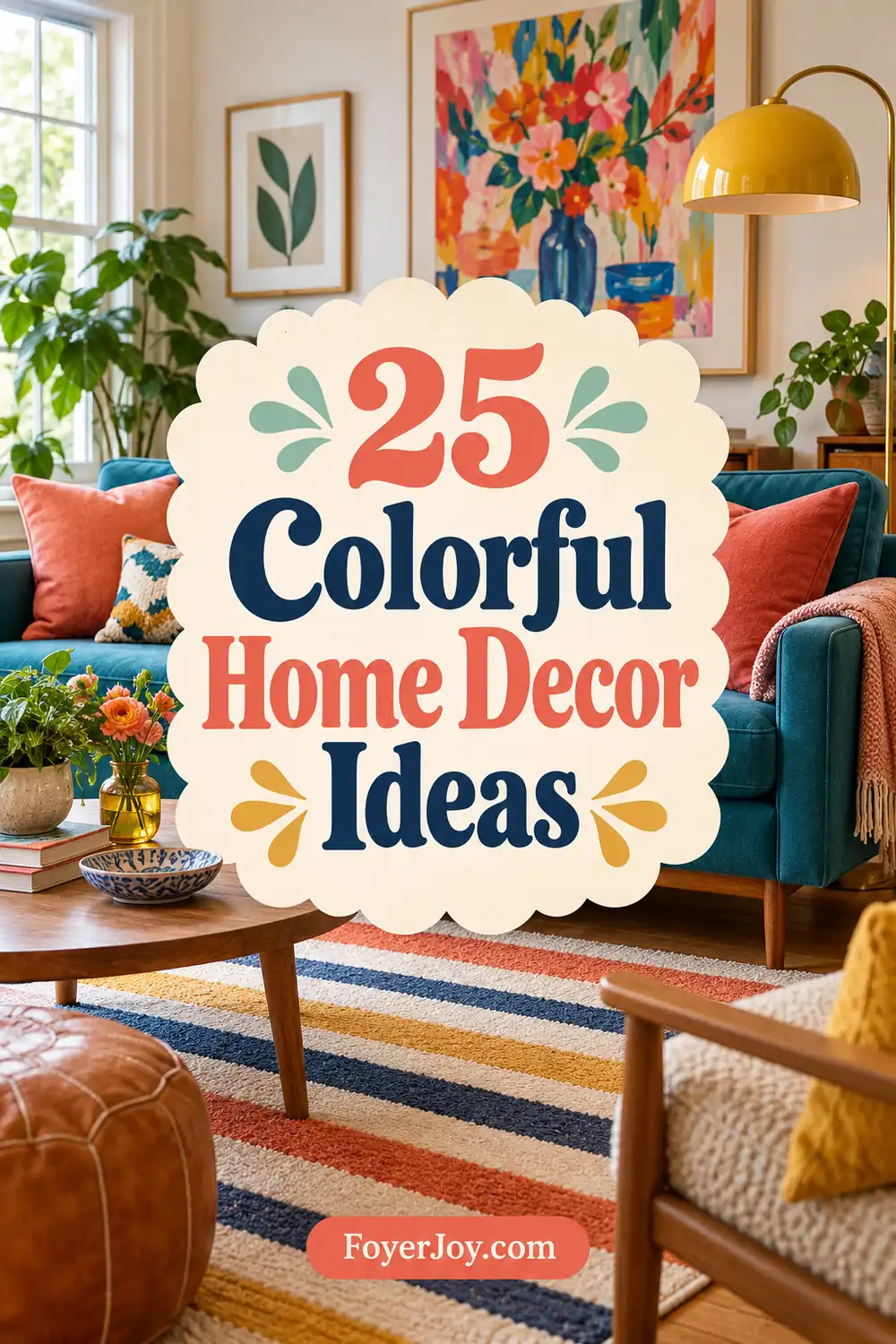 25 Colorful Home Decor Ideas — FoyerJoy Pinterest cover.