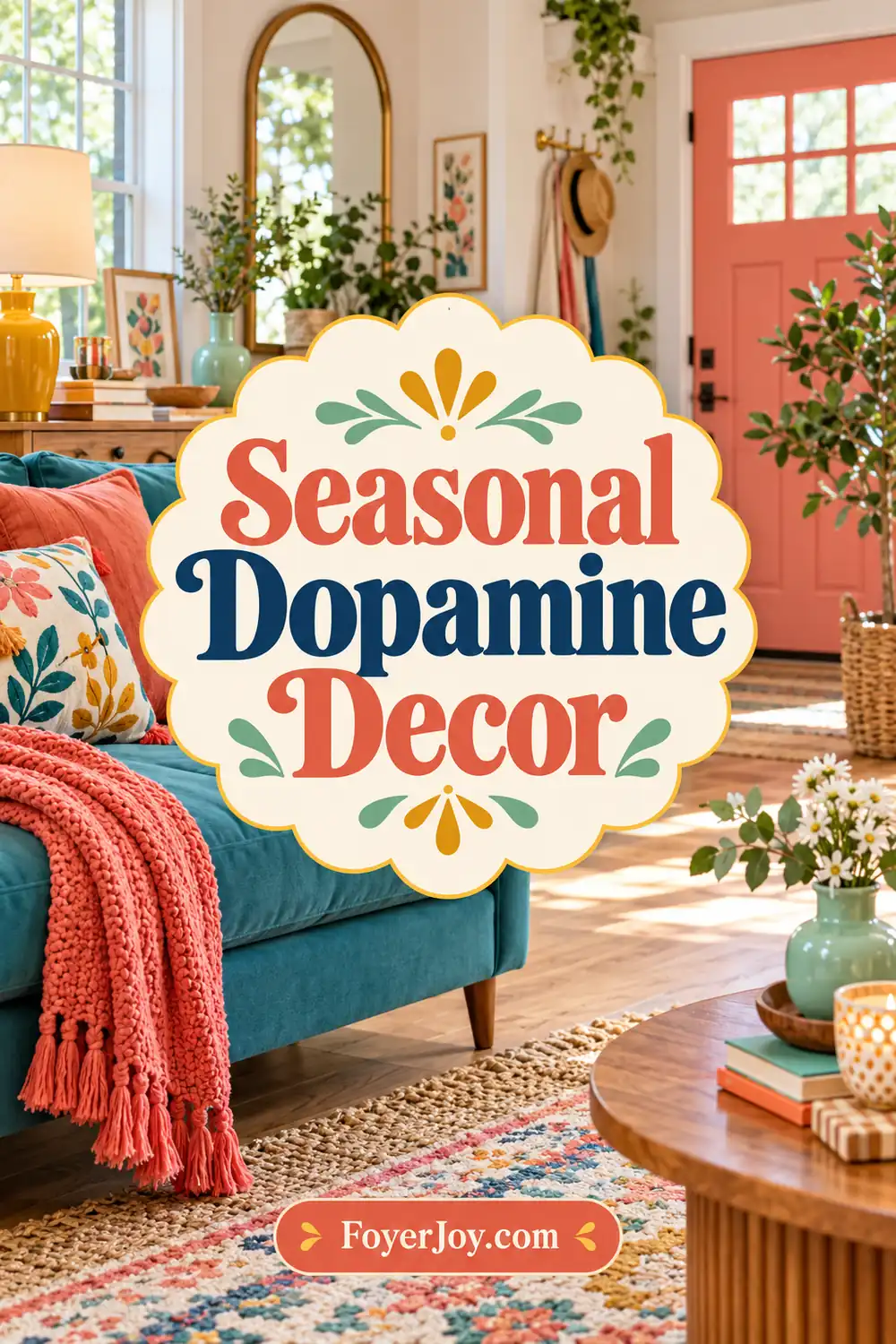 Seasonal Dopamine Decor — FoyerJoy cover showing a colorful seasonal interior.